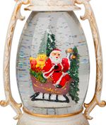 Lampáš MagicHome Vianoce Retro, LED teplá biela, so santom na saniach, s trblietkami, biely, 3xAA, plast, 13x11x24 cm