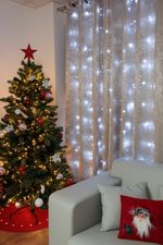 Reťaz MagicHome Vianoce Curtain, 160 LED studená biela, 230V, 50 Hz, 8 funkcií, časovač, osvetlenie, L-1,5 + 2 m