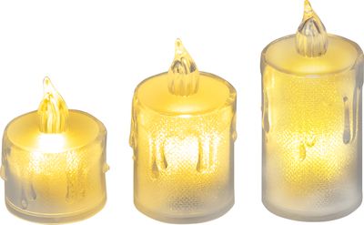 Candle MagicHome Christmas, set of 3 pcs, LED warm white, simple lighting, 3.7x5/6.5/8 cm
