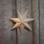 Dekoráció MagicHome Karácsony, csillag, papír, 10 LED meleg fehér, 2xAA, egyszerű világítás, 40 cm