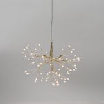Dekorácia MagicHome Vianoce, ohňostroj, 72 LED teplá biela, jednoduché svietenie, závesná, zlatá, 25 cm