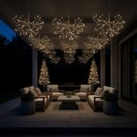 Decoration MagicHome Christmas, Fireworks, 72 LED warm white, steady light, hanging, gold, 25 cm