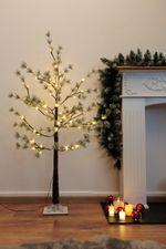 Tree MagicHome Christmas, Pine, 48 warm white LED, simple lighting, snowy, 120 cm
