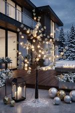 Strom MagicHome Vianoce, Borovica, 48 LED teplá biela, jednoduché svietenie, zasnežený, 120 cm