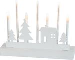 Svietnik MagicHome Vianoce, 7 LED teplá biela, 2xAA, MDF, interiér, 24x5,5x18 cm