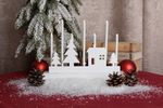 Candle Holder MagicHome Christmas, 8 LED warm white, 2xAA, MDF, indoor, 24x5.5x18 cm