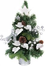 Tree MagicHome Christmas, decorated, silver, with leaves, 40 cm