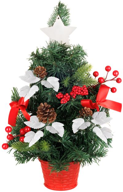 Tree MagicHome Christmas, decorated, red, with leaves, 40 cm