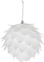 Dekorácia MagicHome Vianoce, Guľa, biela, s glitrami, 10 cm