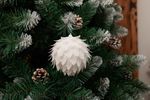 Decoration MagicHome Christmas, Ball, white, with glitter, 10 cm