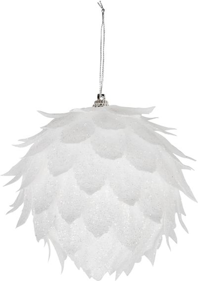 Dekoráció MagicHome Karácsony, Gömb, fehér, csillámokkal, 10 cm