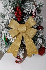 Decoration MagicHome Christmas, Bow, gold, 13x21 cm