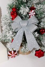 Decoration MagicHome Christmas, Bow, silver, 13x21 cm