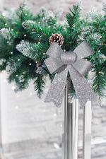 Decoration MagicHome Christmas, Bow, silver, 13x21 cm