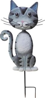 Decoration MagicHome Mecco, Cat, metal, grey, stake, 25.5x3.5x61 cm