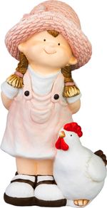 Decoration MagicHome, Girl with rooster, ceramics, 15.5x25.5x44.5 cm