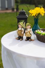 Decoration MagicHome, Boy with Goose in Brown Clothes, ceramic, 6.5x12.5x19 cm
