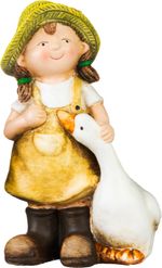 Decoration MagicHome, Girl with Goose in Brown Clothes, ceramic, 6.5x12.5x19 cm