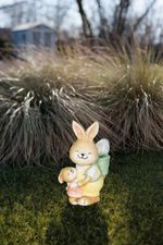 Decoration MagicHome, Rabbit with Baby and Egg, ceramic, 17.8x25.5x39 cm