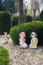 Decoration MagicHome, Rabbit with Baby and Egg, ceramic, 17.8x25.5x39 cm