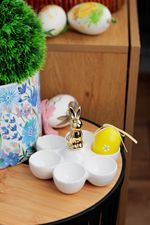 Decoration MagicHome, Rabbit with Egg Bowls, white, ceramic, 15x15x11.7 cm