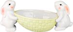 Decoration MagicHome, Rabbits with Egg Bowl, white, 12x26.5x11 cm