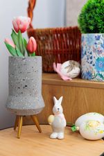 Decoration MagicHome, Rabbit with an Egg, Easter, 6.3x6.5x14.9 cm