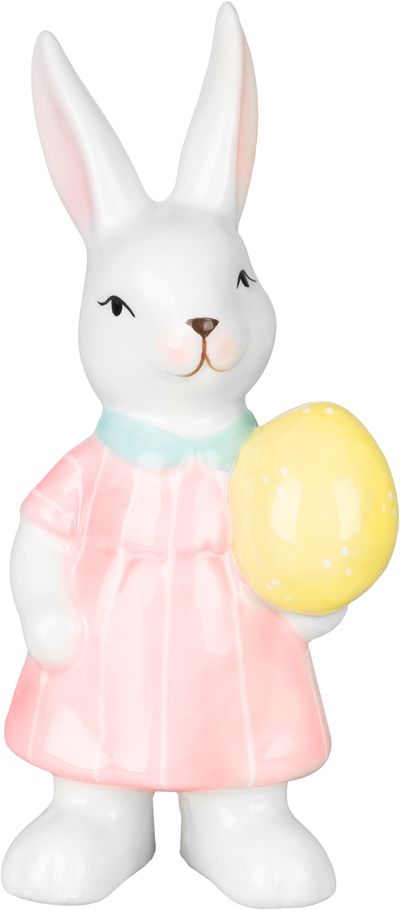 Dekoráció MagicHome, Nőstény nyúl tojással, húsvéti, 5,3x8x17,3 cm