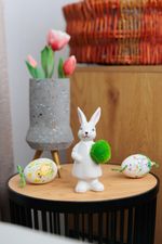 Decoration MagicHome, Doe with a Green Egg, Easter, 5.3x8x17.3 cm