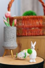 Decoration MagicHome, Doe with a Green Egg, Easter, 4.7x6x12.7 cm
