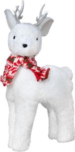 Decoration MagicHome Christmas, Reindeer with scarf, white, 36x18x7 cm
