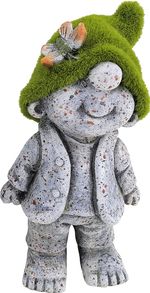Dekoráció MagicHome, Kisfiú zöld kalappal, kerámia, 9,5x6,5x17,8 cm