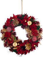 Hanging Christmas Wreath MagicHome, red-gold, 30 cm