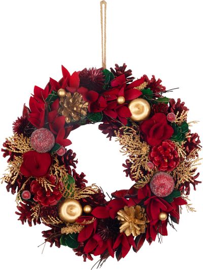 Wreath MagicHome Christmas, red, 30 cm