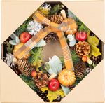 Hanging Wreath MagicHome Nature, autumn, orange, with bow, 30 cm
