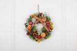 Hanging Wreath MagicHome Nature, autumn, orange, with bow, 30 cm