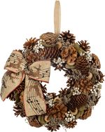 Christmas Wreath MagicHome, natural, hanging, with bow, 30 cm