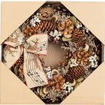 Christmas Wreath MagicHome, natural, hanging, with bow, 30 cm