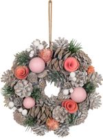 Koszorú MagicHome Vianoce, karácsonyi, függő, rózsaszín-narancssárga, 25 cm