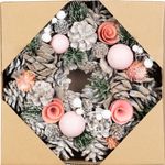 Veniec MagicHome Vianoce, závesný, ružovo-oranžový, 25 cm