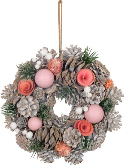 Wreath MagicHome Christmas, silver, 25 cm