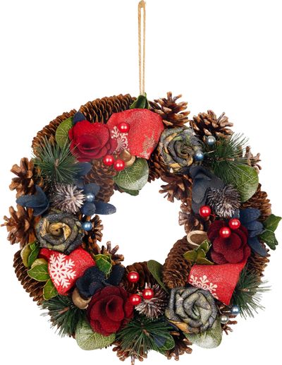Wreath MagicHome Christmas, red, 30 cm