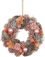 Koszorú MagicHome, karácsonyi, függő, rózsaszín-narancssárga, 30 cm