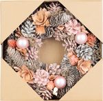 Hanging Christmas Wreath MagicHome, pink-orange, 30 cm