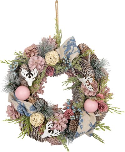 Wreath MagicHome Christmas, silver, 30 cm
