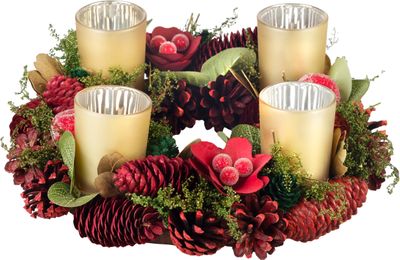 Wreath MagicHome Christmas, red, 30 cm
