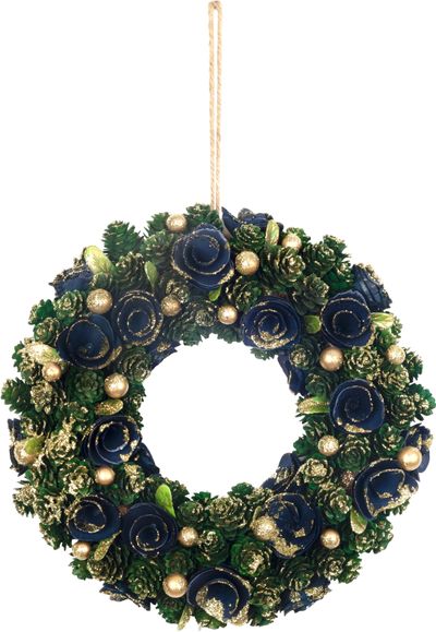 Wreath MagicHome Christmas, green, 29 cm