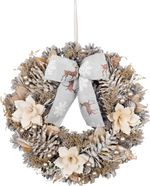Hanging Christmas Wreath MagicHome, natural, with bow, 30 cm