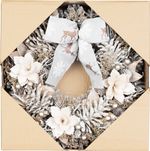 Koszorú MagicHome, karácsonyi, függő, természetes, masnival, 30 cm