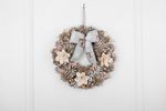 Hanging Christmas Wreath MagicHome, natural, with bow, 30 cm